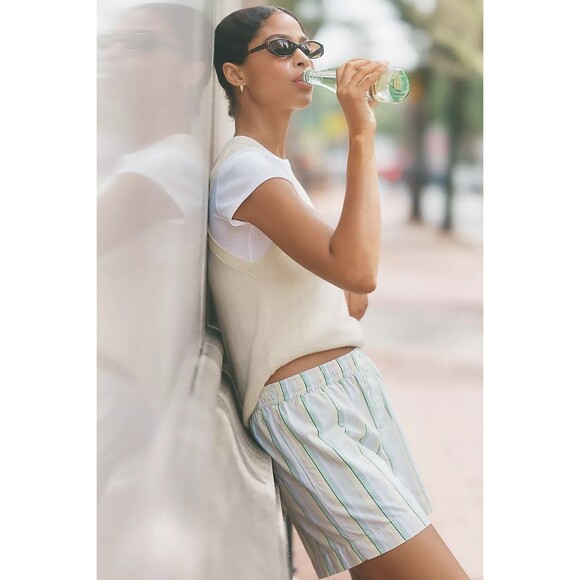 By Anthropologie The Wren Boxer Shorts Striped Printed Pull-on Cotton M 281670 - Picture 5 of 13